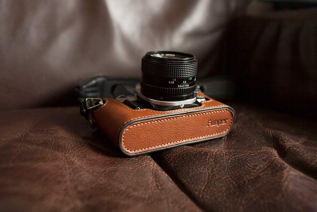 Amazon.com : Funper Handmade Genuine Real Leather Half Camera Case